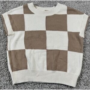 Moon & Madison Womens Sleeveless Pullover Sweater Vest Checkered Print XS